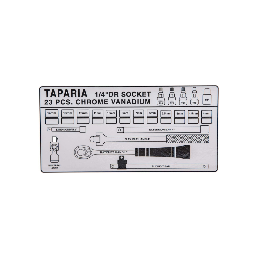 Taparia 1/4" Socket Set S-1/4H – 12 Point Professional Tool Kit with Accessories - image 3