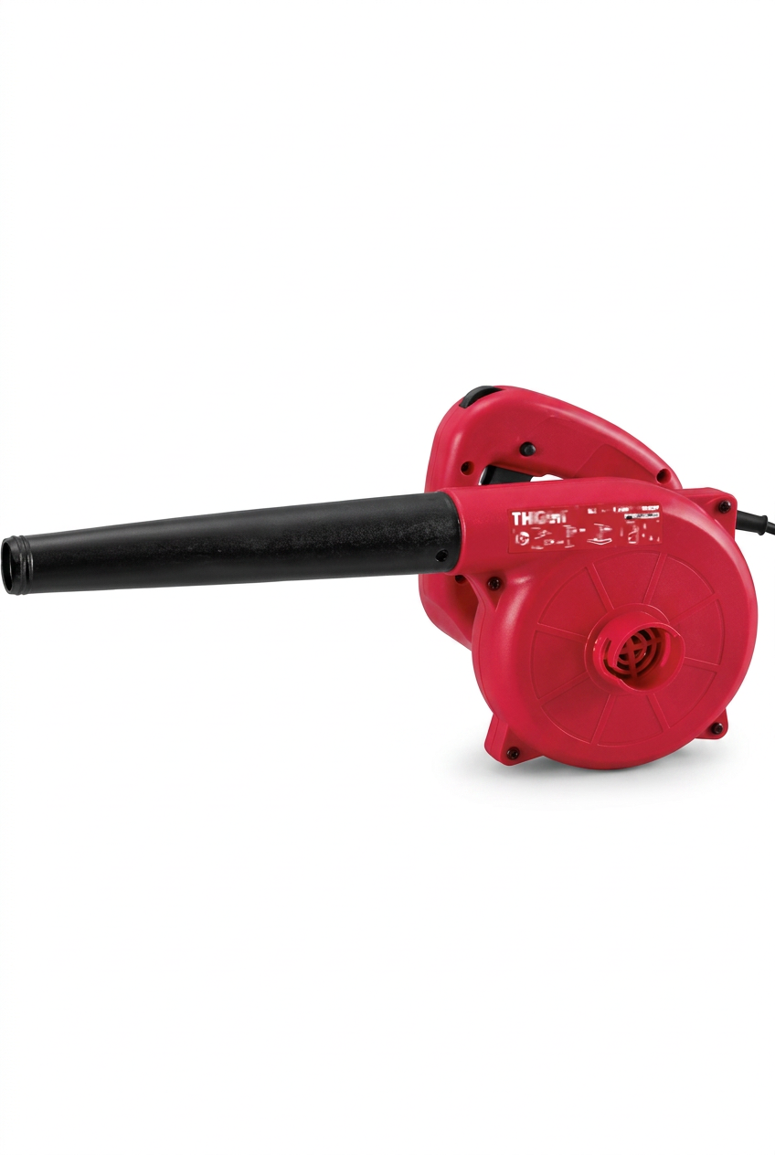 Red and black electric blower on a white background