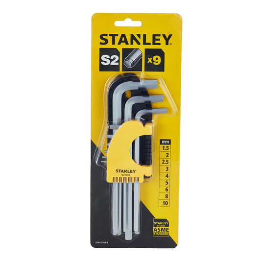 Stanley STMT92619-8 9pc long S2 steel hex key set
